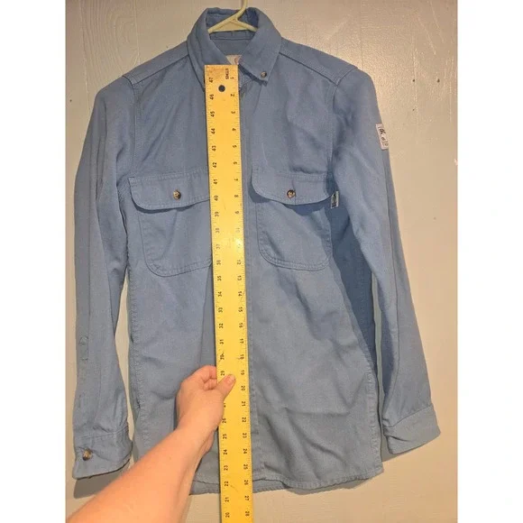 Tyndale FRFlame Resistant Work Shirt Mens Light Blue CAT 2 NFPA 2112 Made in USA - Picture 7 of 7